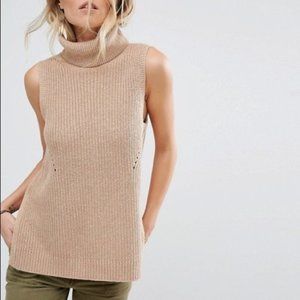 Abercrombie & Fitch Tan Sleeveless Turtleneck Sweater, Women’s Large